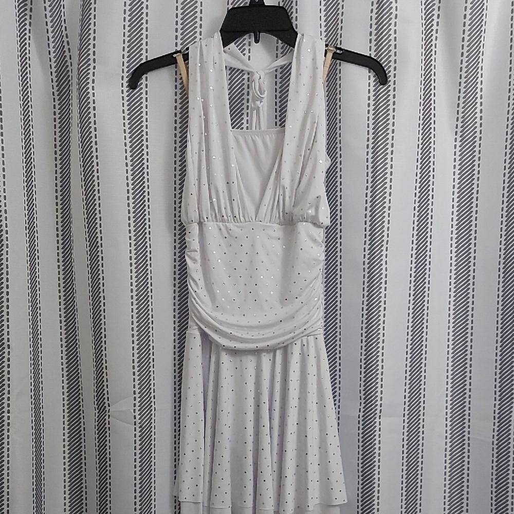 Elegant White Polka Dot Dress
